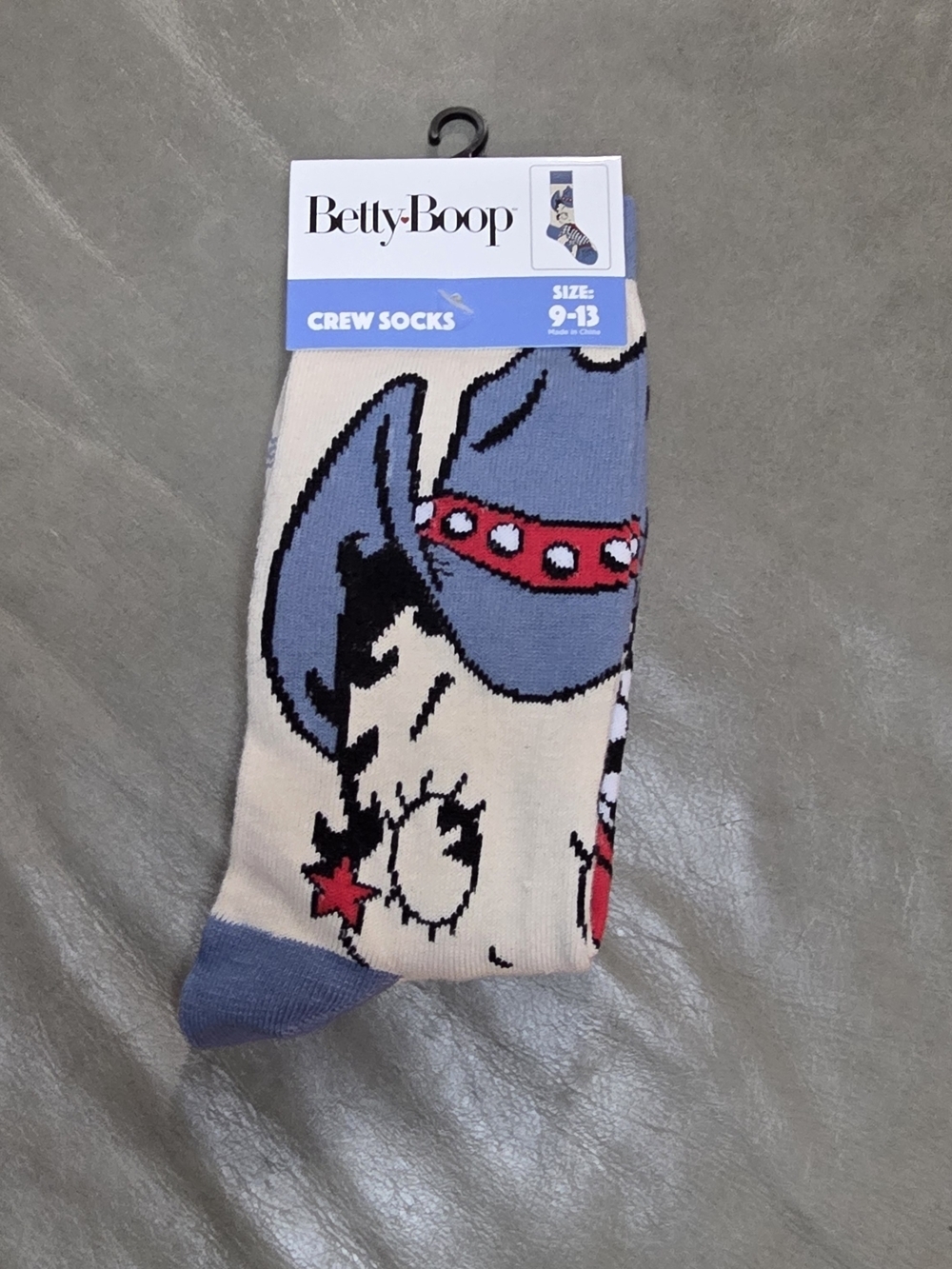 Betty Boop Cream, Blue and Red Crew Socks
